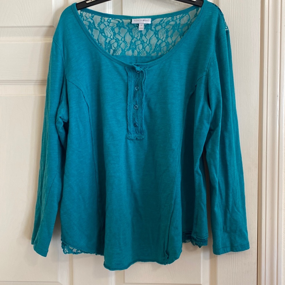 Teal colored casual day long sleeve shirt